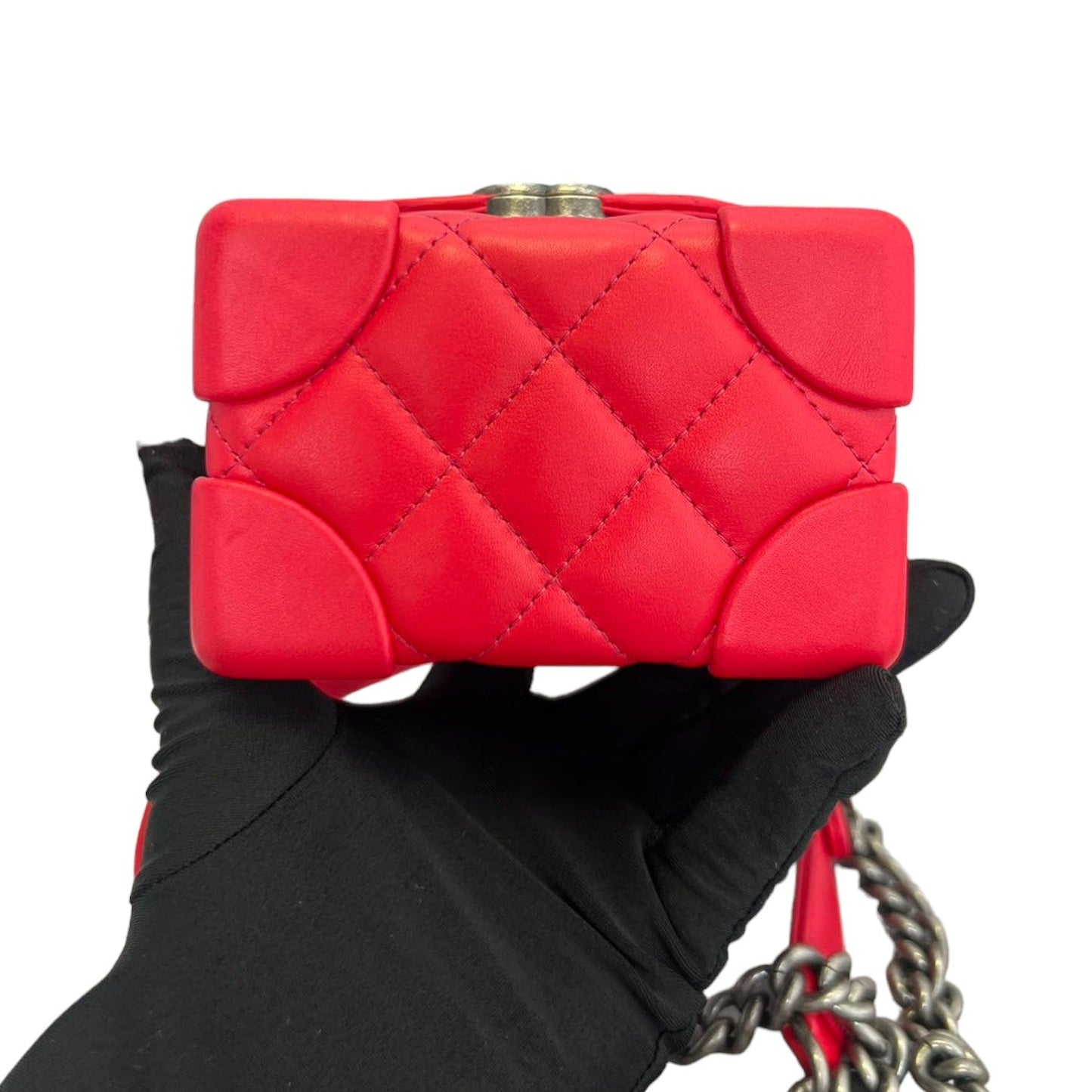 Trunk-Like Mini Shoulder Lambskin Red RHW