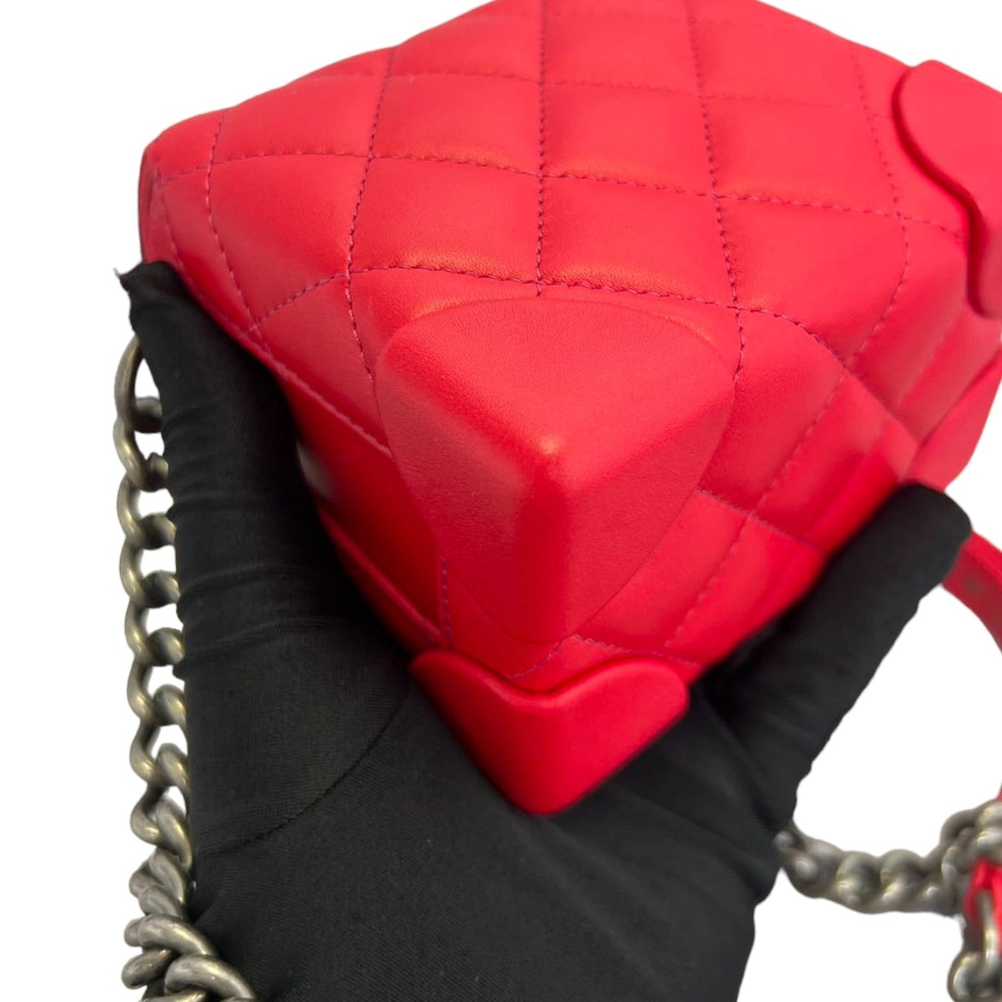 Trunk-Like Mini Shoulder Lambskin Red RHW