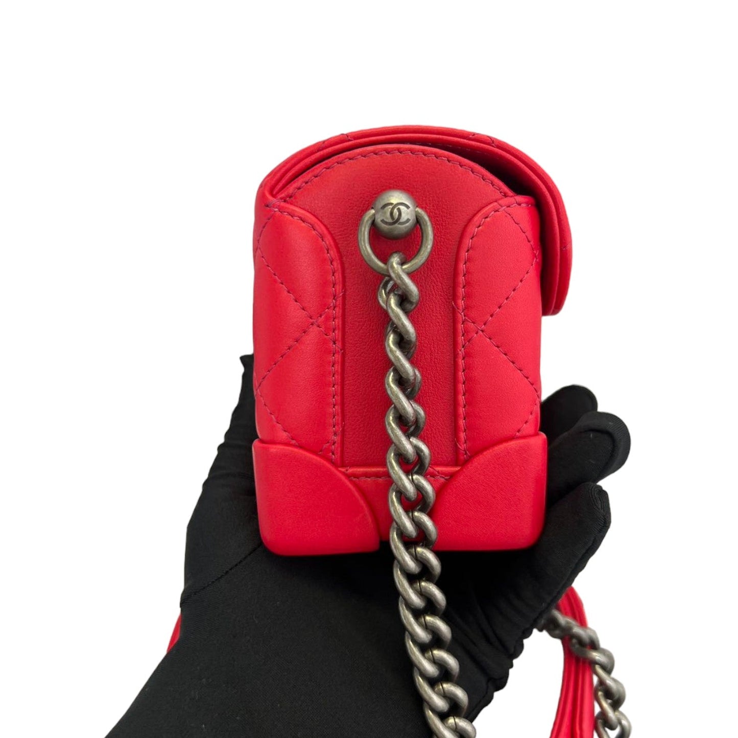 Trunk-Like Mini Shoulder Lambskin Red RHW