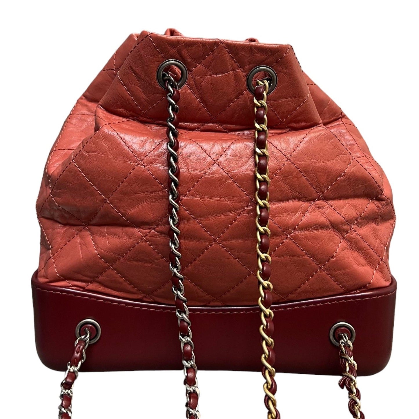 Gabrielle Backpack Small Quilted Aged Calfskin Raspberry MHW