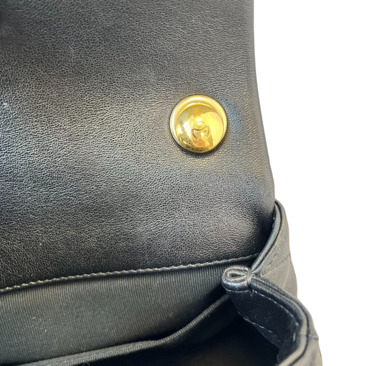 Flap with Chanel Logo Top Handle Mini Lambskin Black GHW