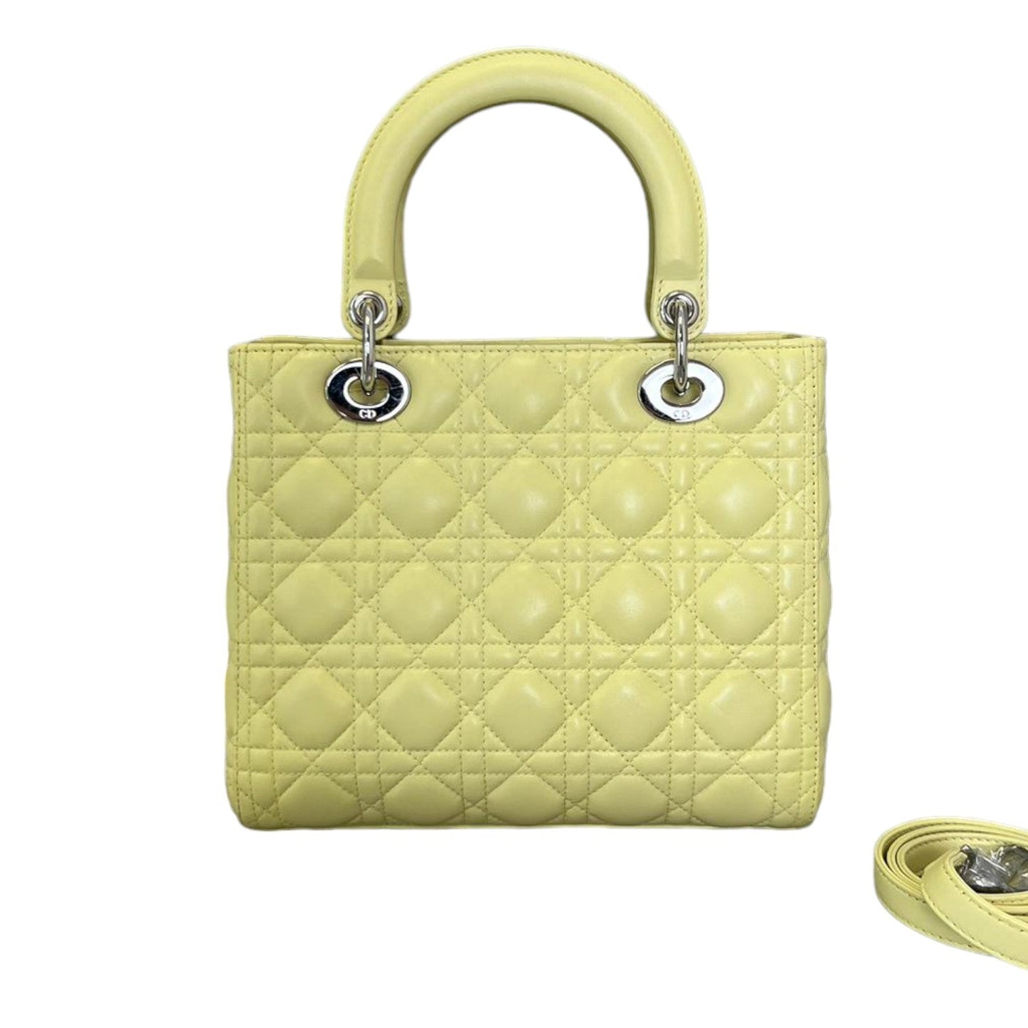 Lady Dior Medium Lambskin Cannage Yellow SHW