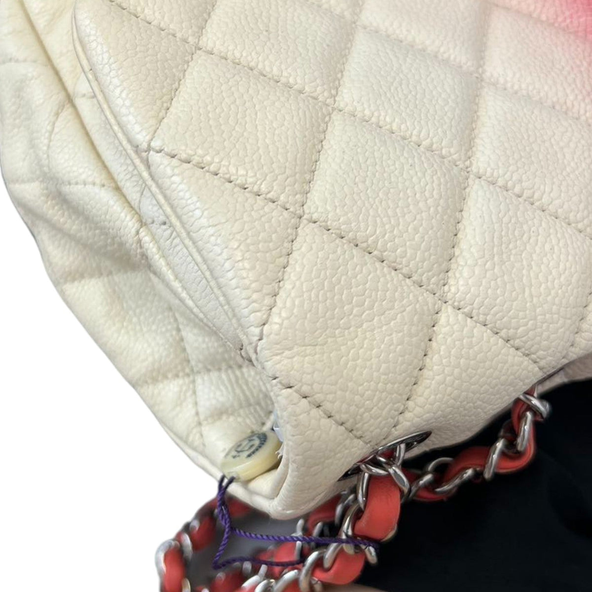 Flap Ombre Caviar Leather White Rose Pink SHW