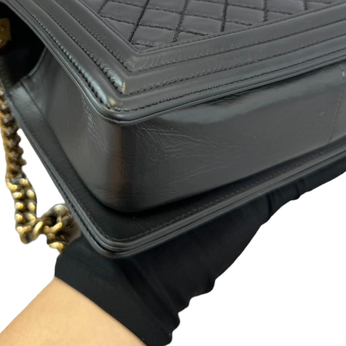 Old Boy Flap Medium Lambskin Quilted Black GHW