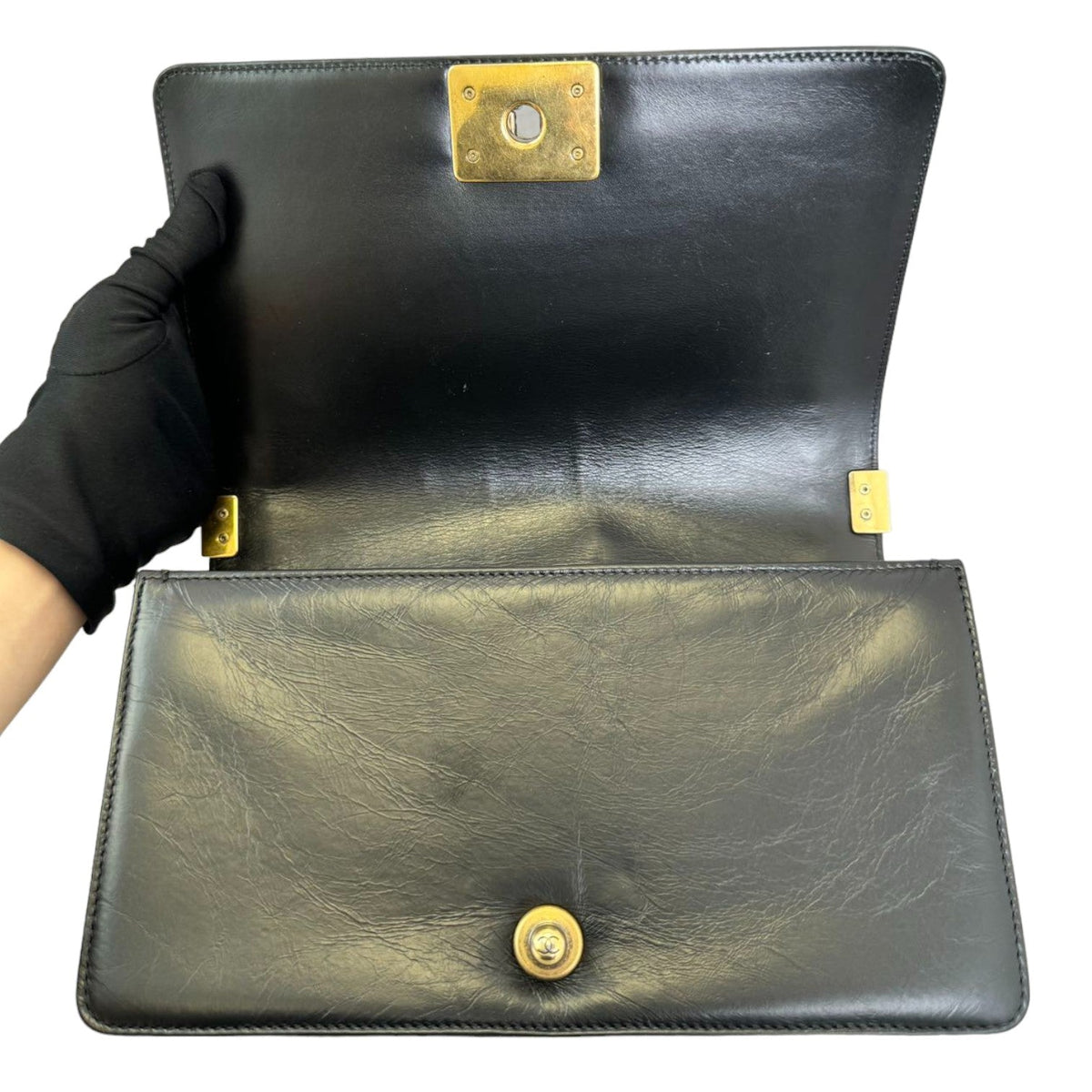 Old Boy Flap Medium Lambskin Quilted Black GHW