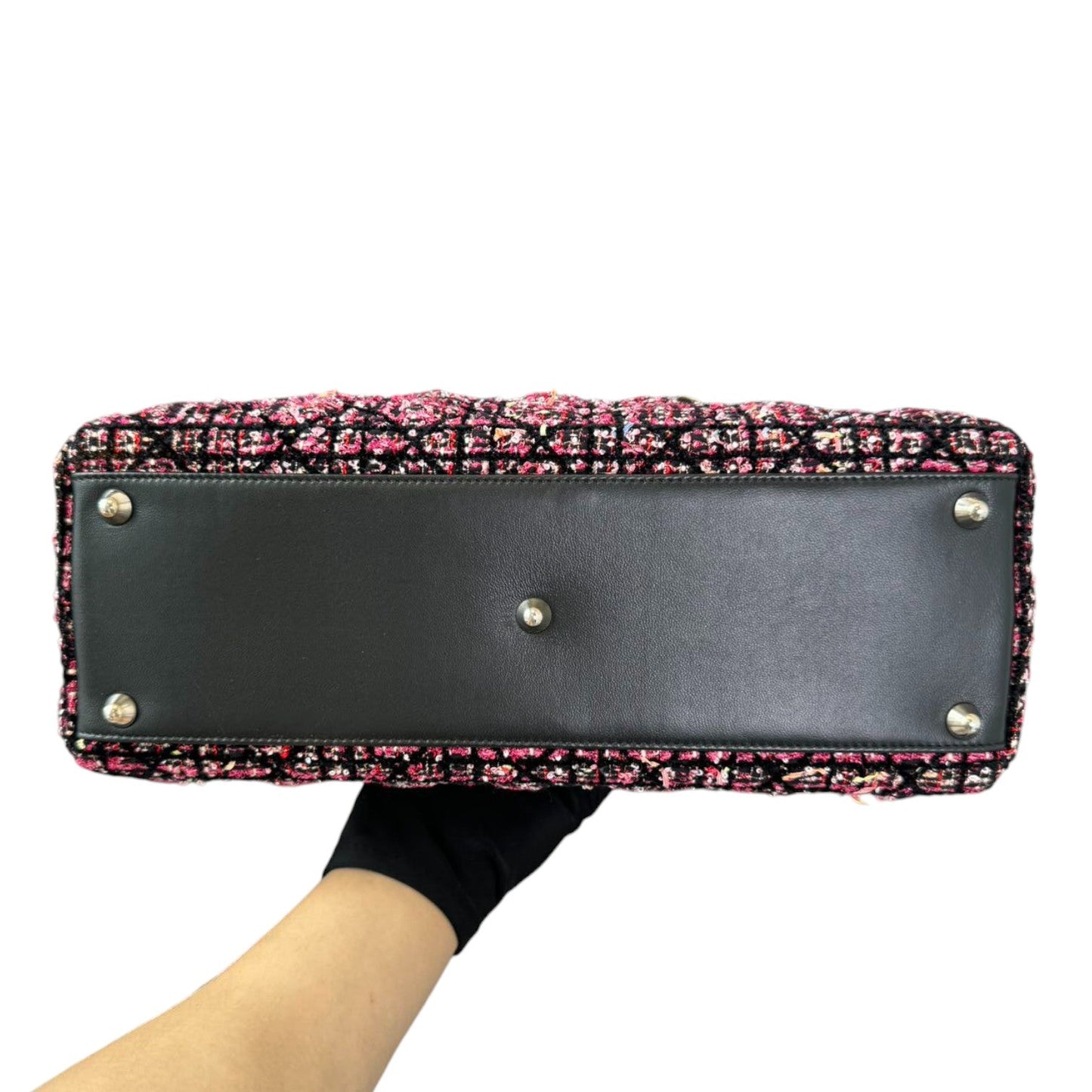 Lady Dior Large Tweed Fringe Embroidered Multicolor SHW