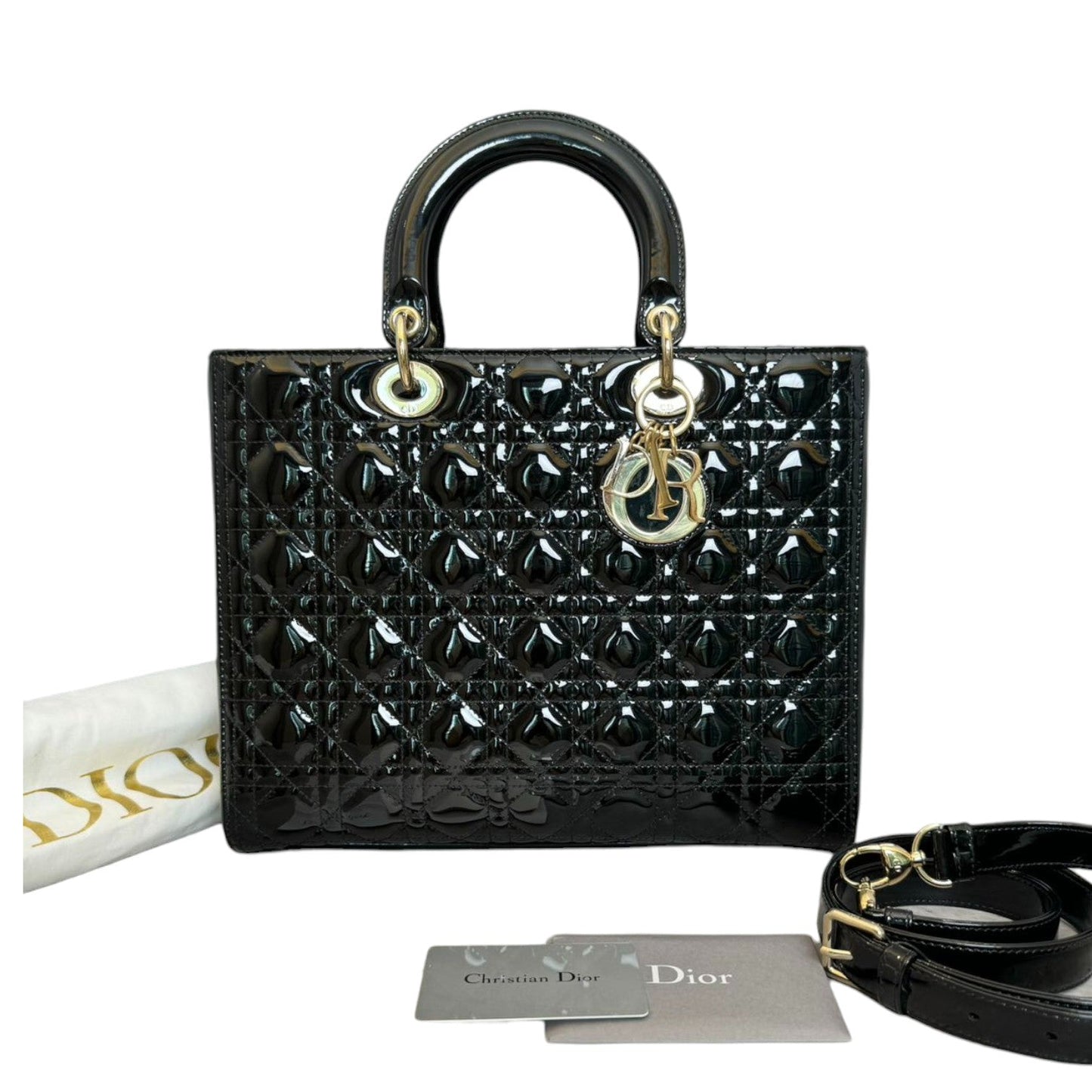 Lady Dior Large Patent Cannage Black GHW