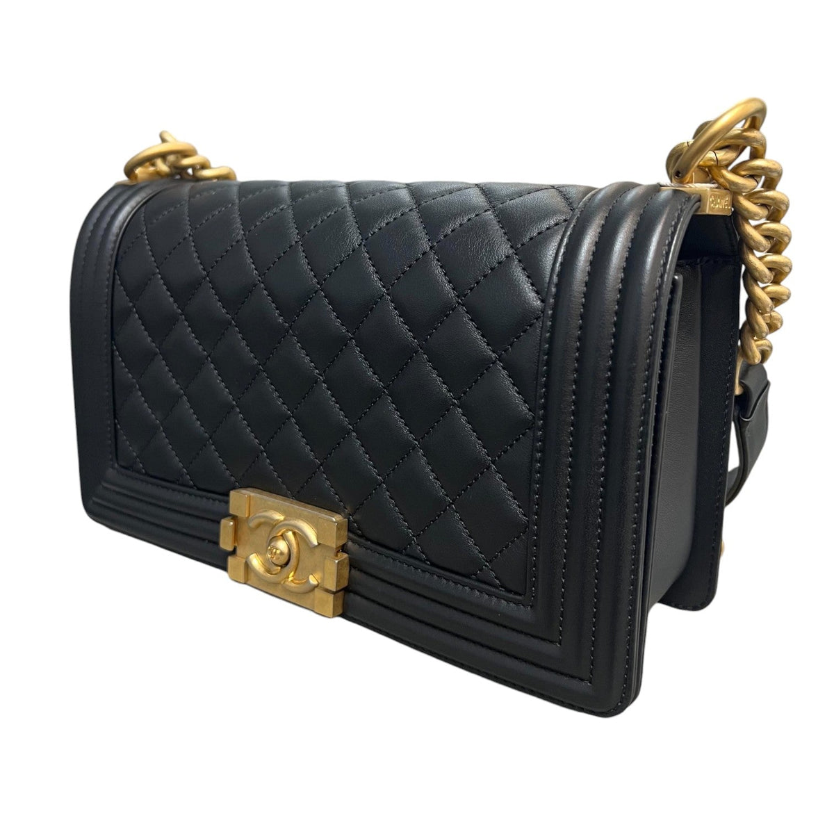 Boy Flap Medium Lambskin Quilted Black GHW