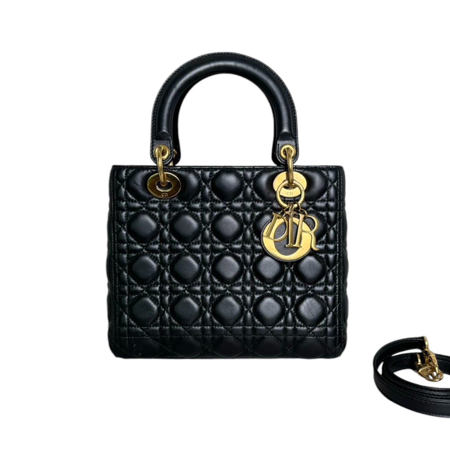 Lady Dior Medium Lambskin Cannage Black GHW