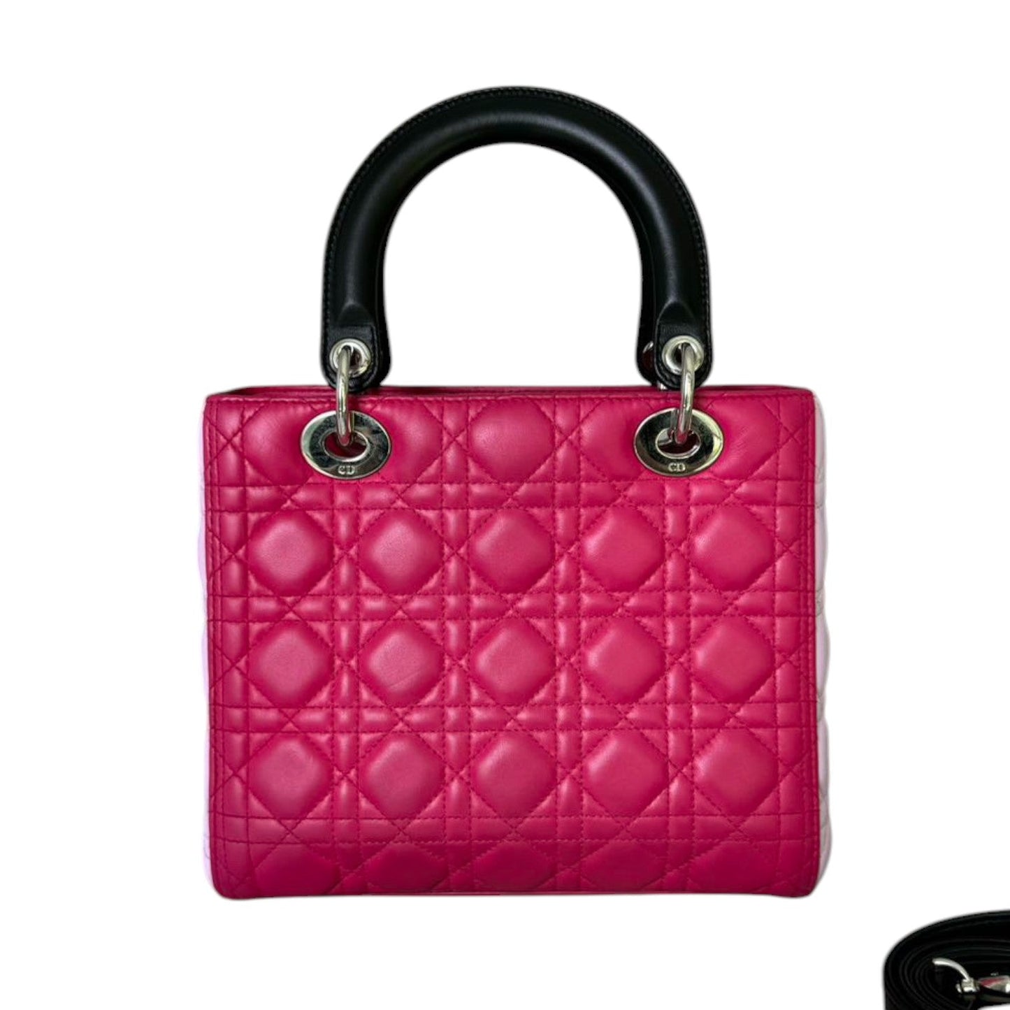 Tri-Color Lady Dior Medium Lambskin Purple Dark Pink Black SHW