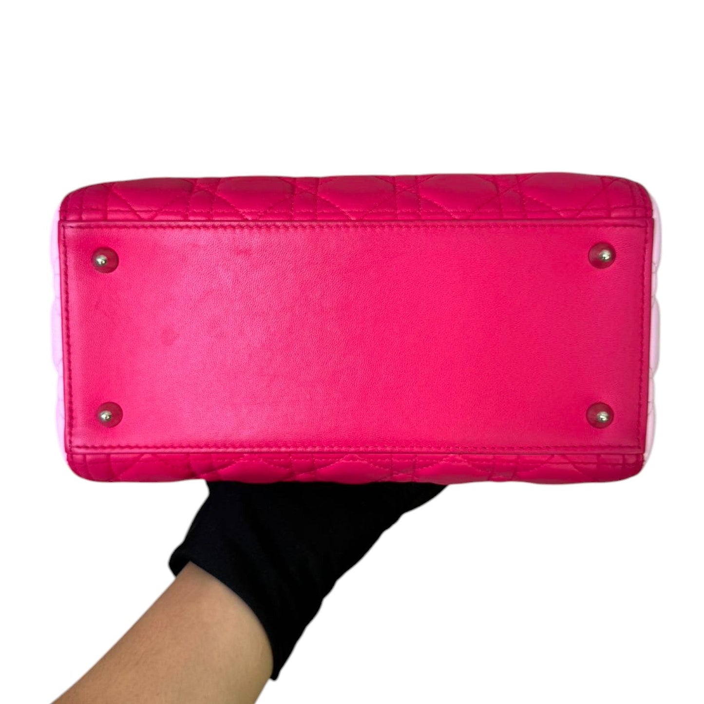 Tri-Color Lady Dior Medium Lambskin Purple Dark Pink Black SHW