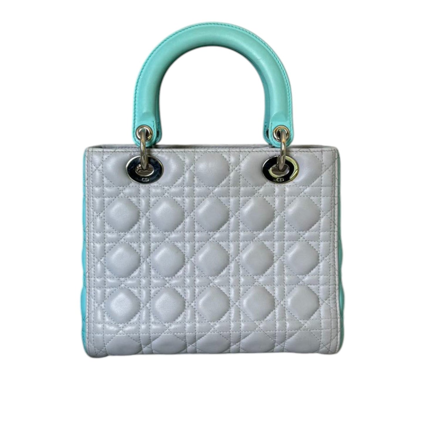 Lady Dior Bi-Color Medium Lambskin Grey Baby Blue SHW