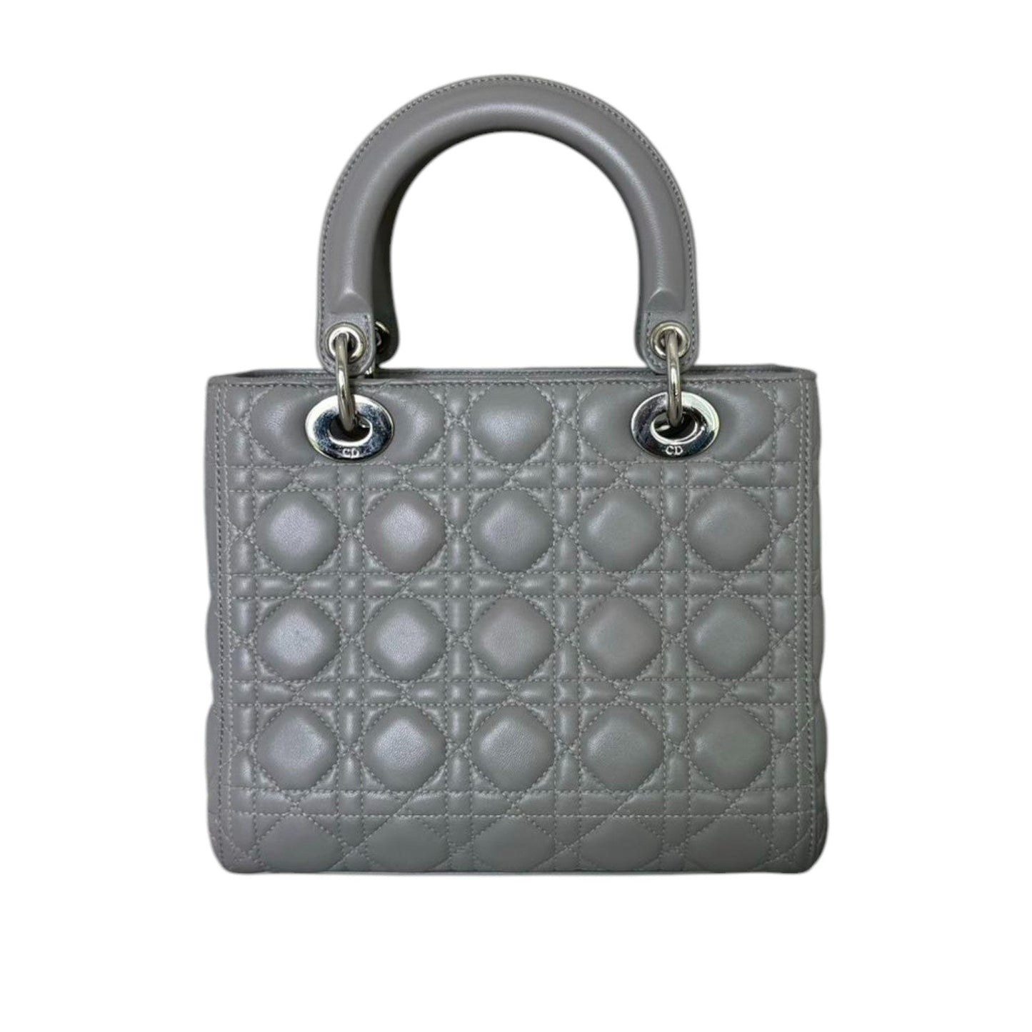 Lady Dior Medium Lambskin Cannage Grey SHW