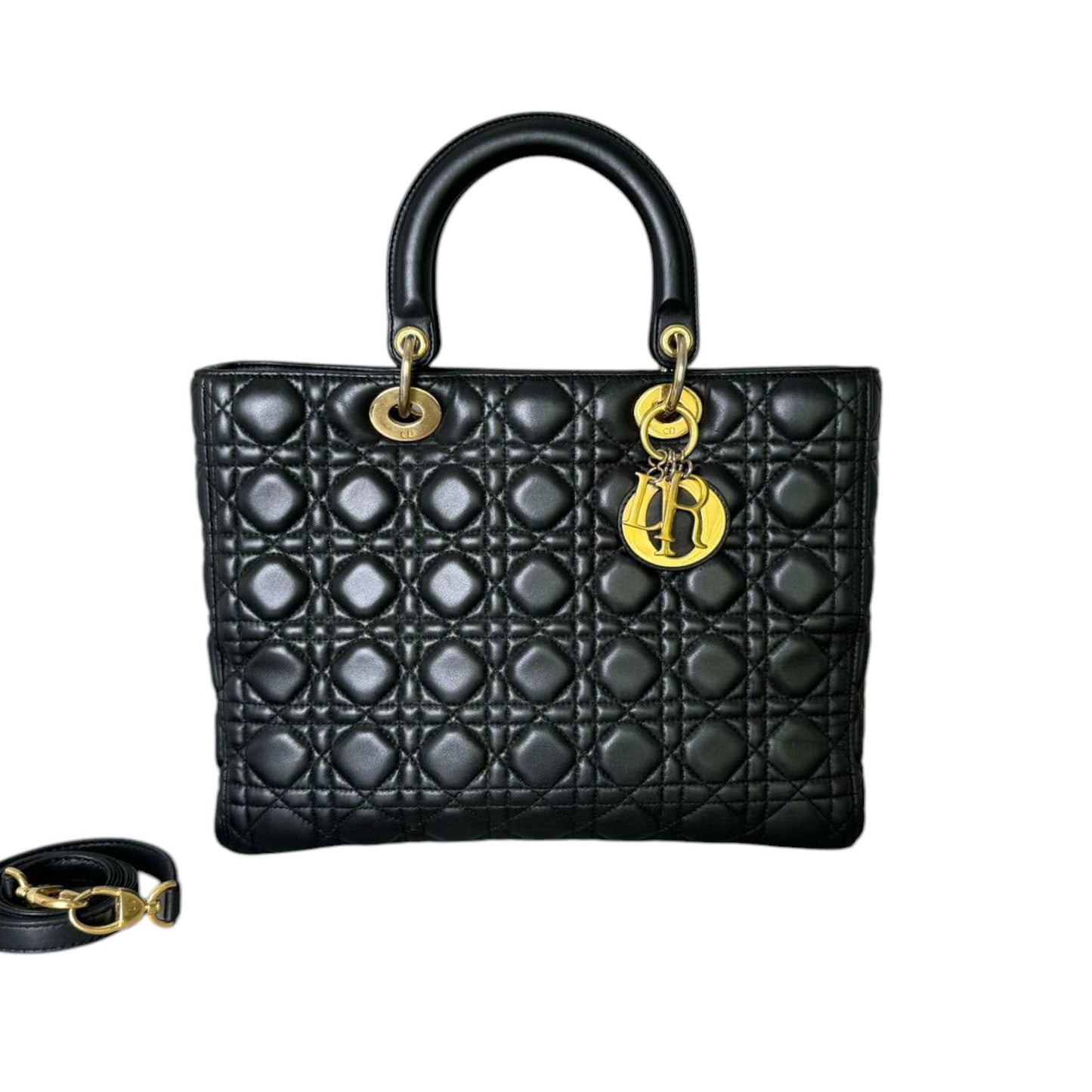 Lady Dior Large Lambskin Quilted Black GHW