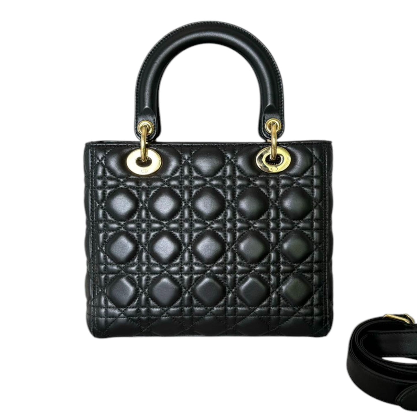Lady Dior Medium Lambskin Cannage Black GHW