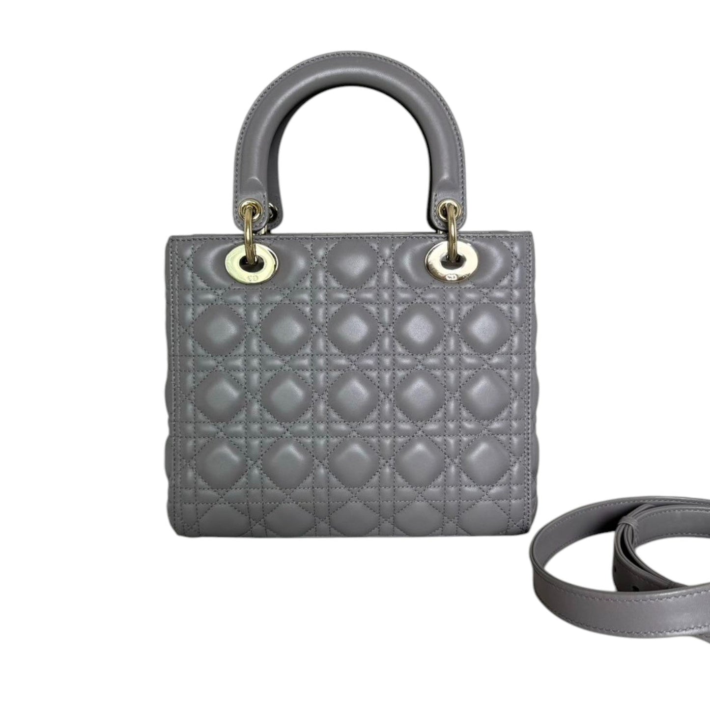 Lady Dior Medium Lambskin Cannage Grey LGHW