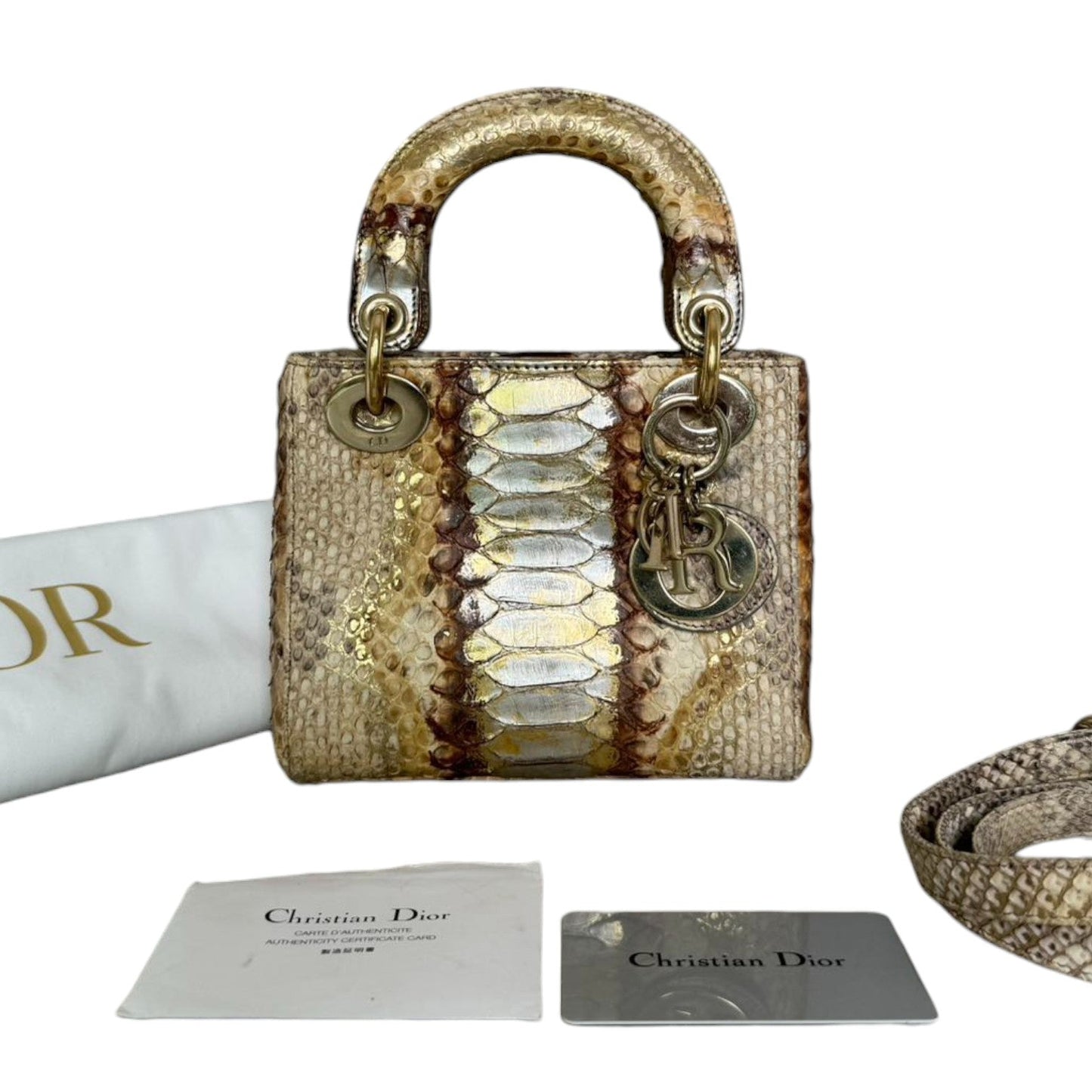 Lady Dior Mini Python Beige Gold LGHW