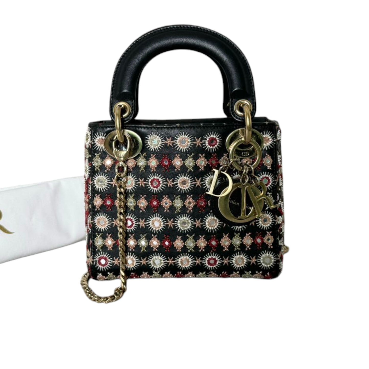 Lady Dior Mini Calfskin Black Multicolor GHW