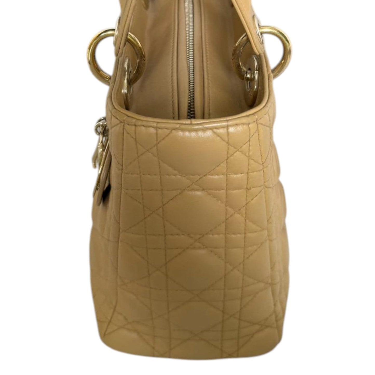 Lady Dior Medium Lambskin Cannage Beige GHW