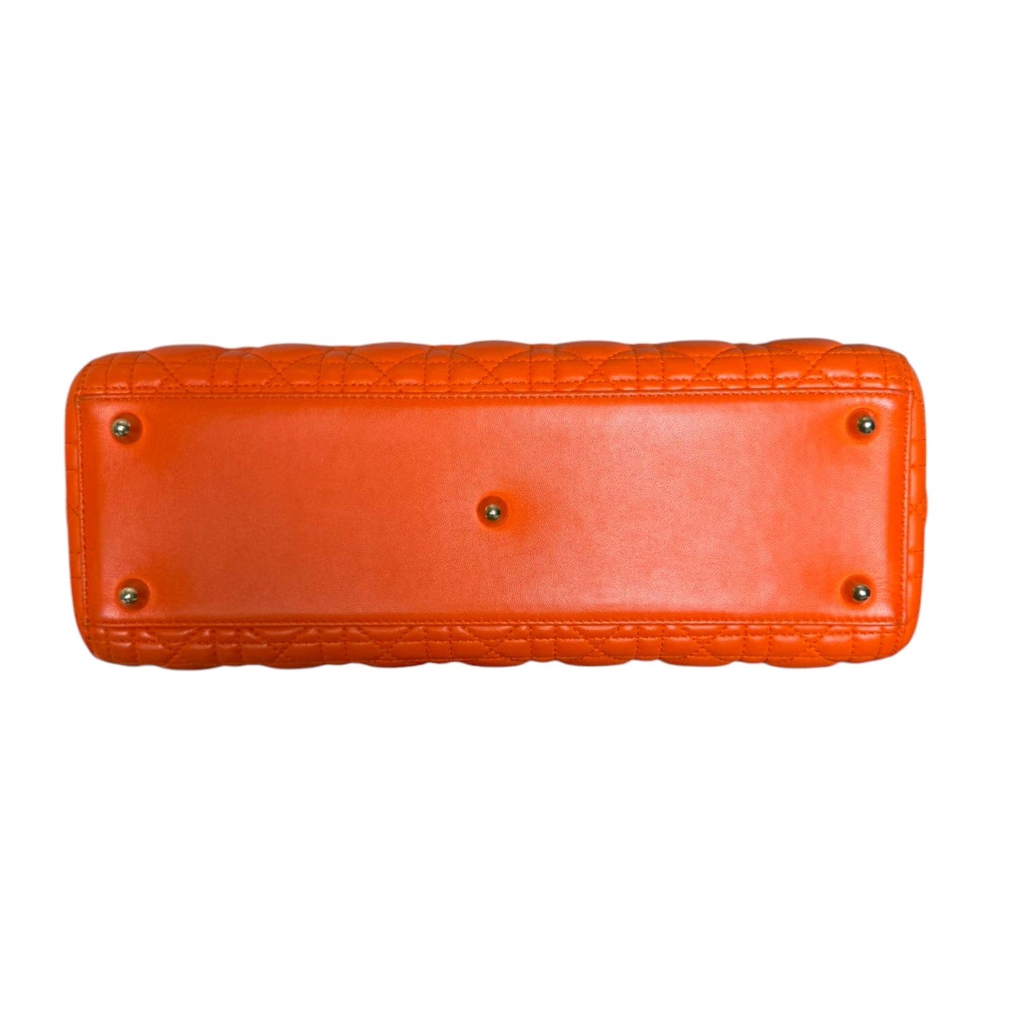 Lady Dior Large Lambskin Cannage Orange GHW
