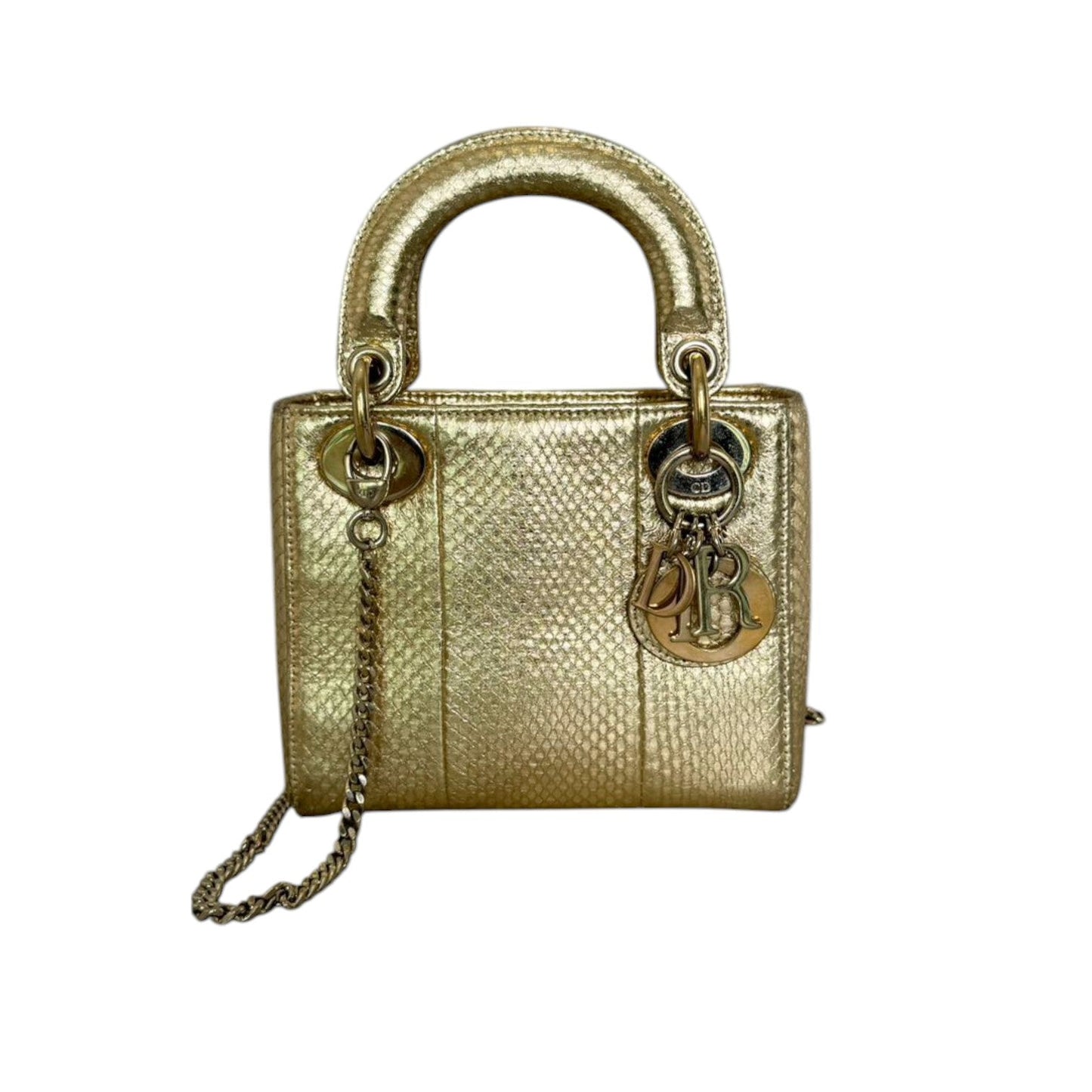 Lady Dior Mini Python Gold GHW