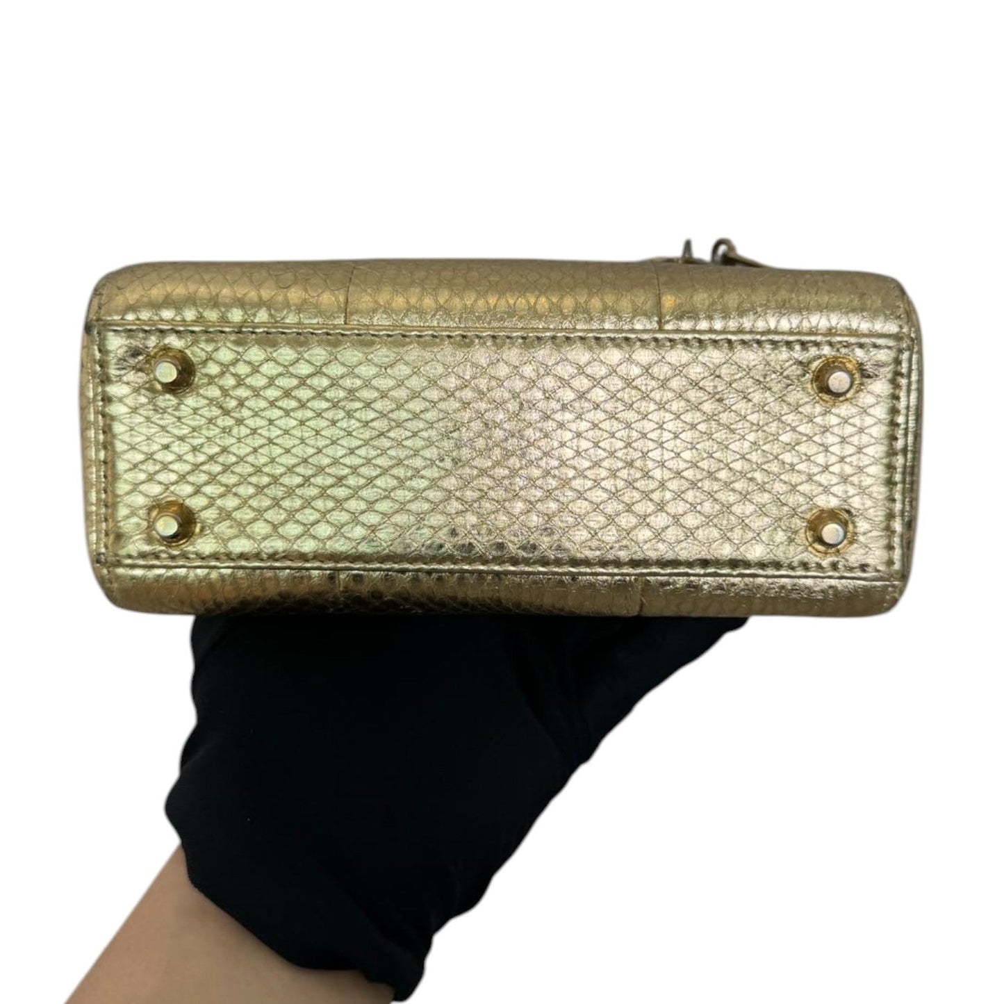 Lady Dior Mini Python Gold GHW