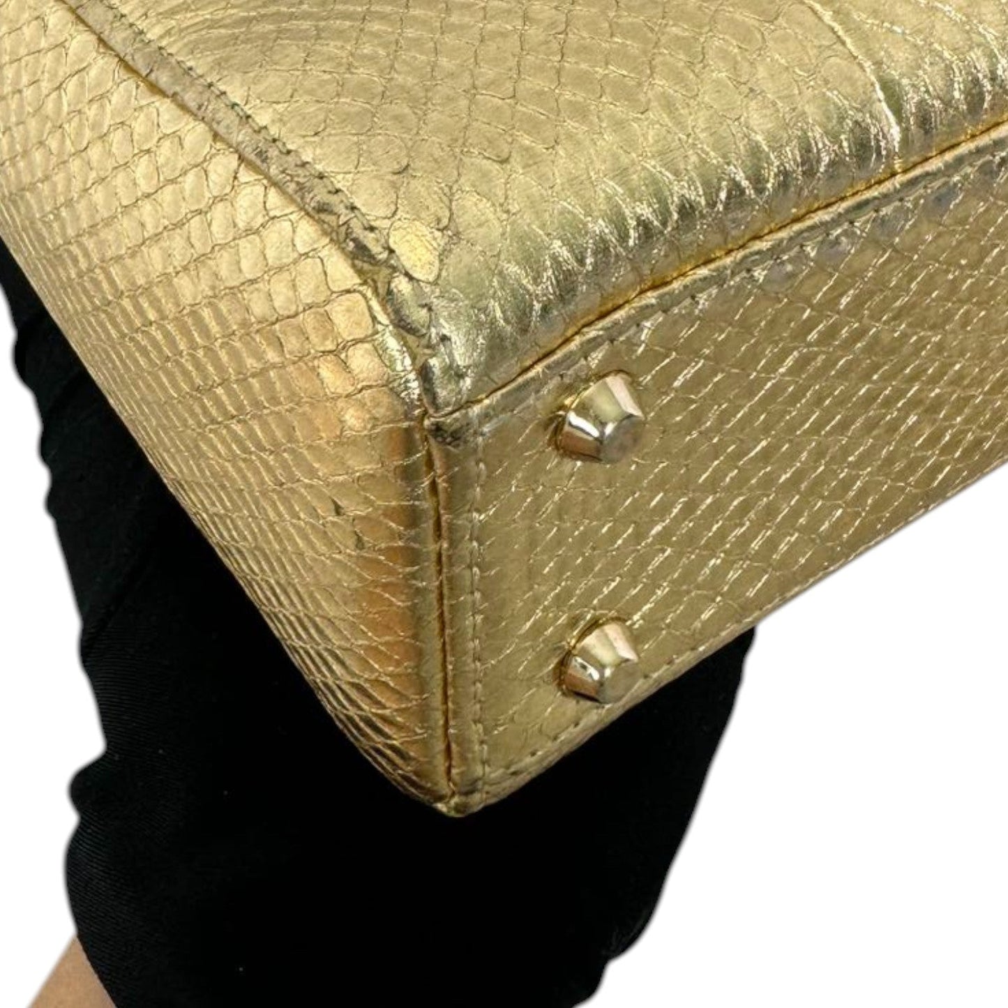 Lady Dior Mini Python Gold GHW