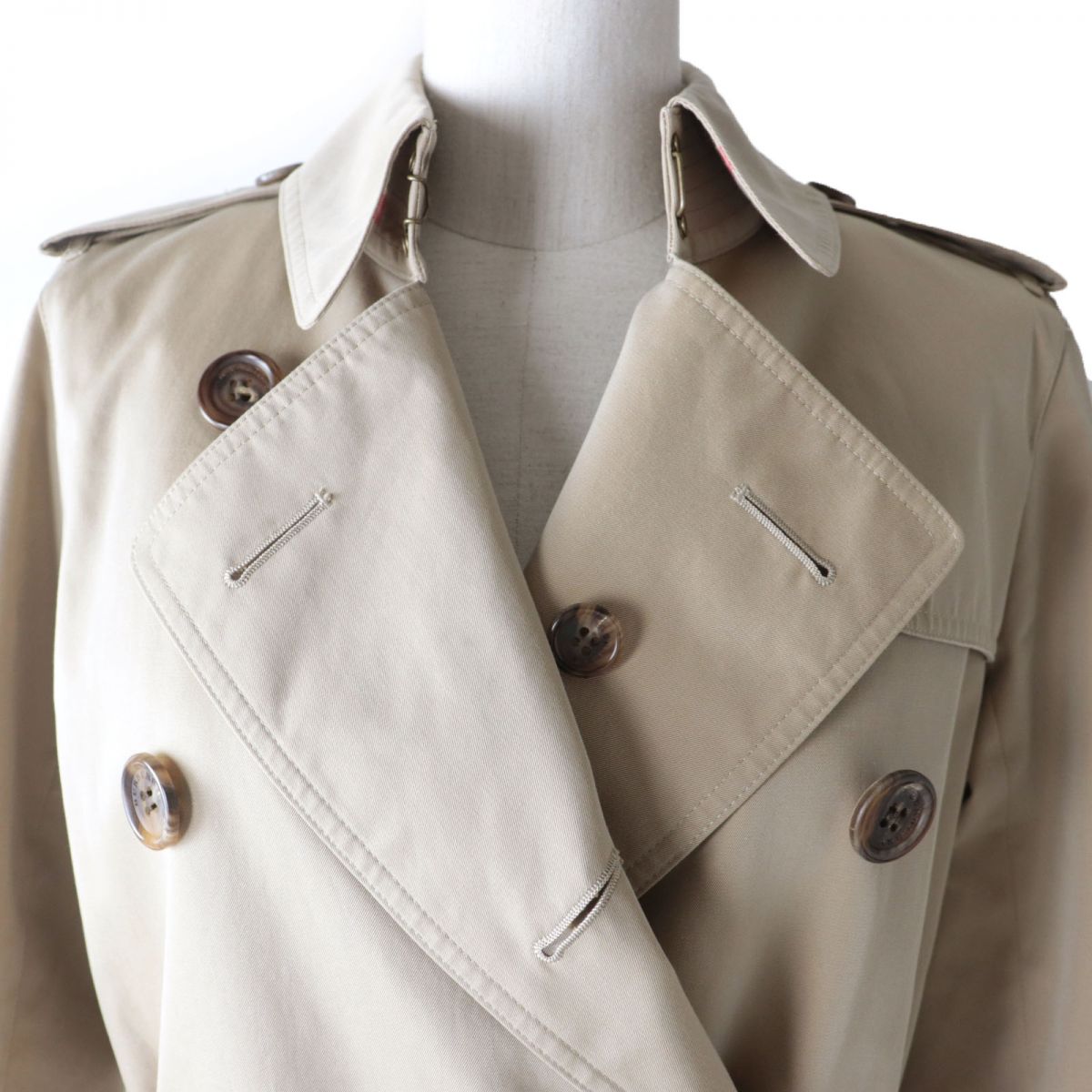 Burberry Wool Trench Coat Beige Women's