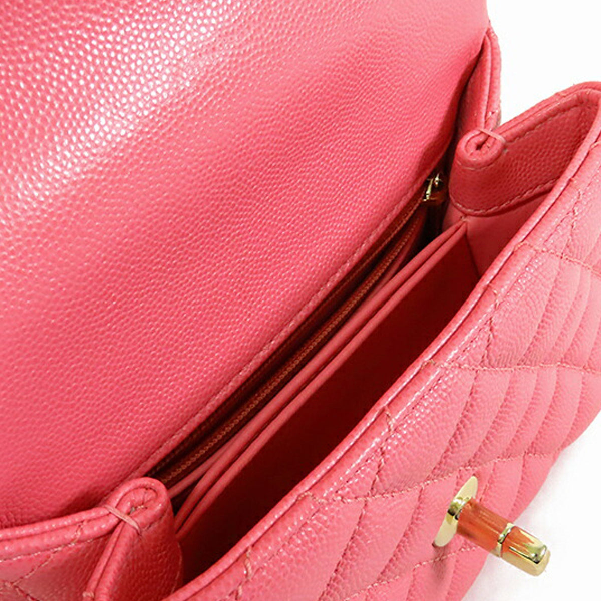 Pink Chanel Extra Mini Caviar and Lizard Embossed Coco Top Handle Bag Satchel