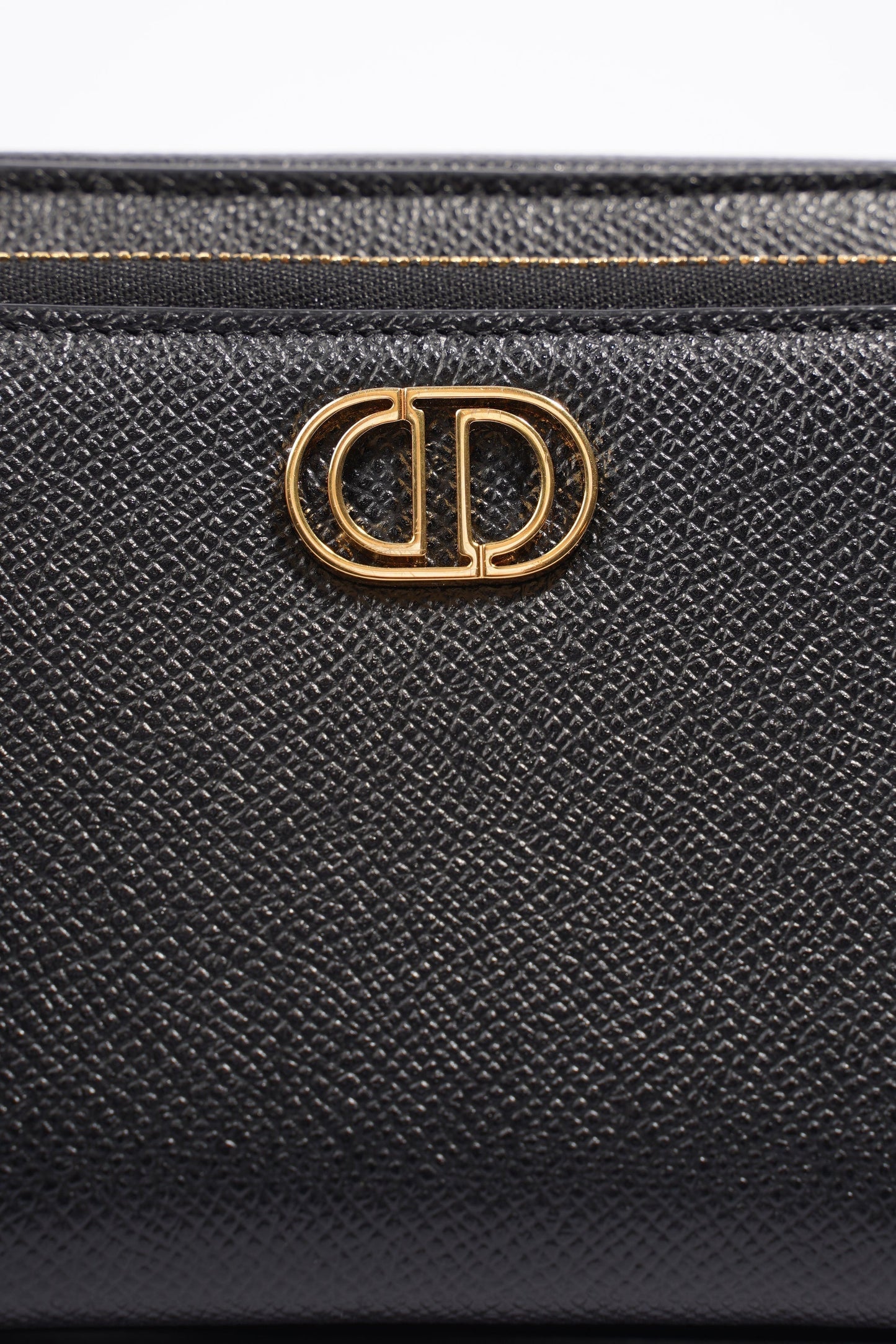 Christian Dior Caro Double Zipped Pouch Black Leather