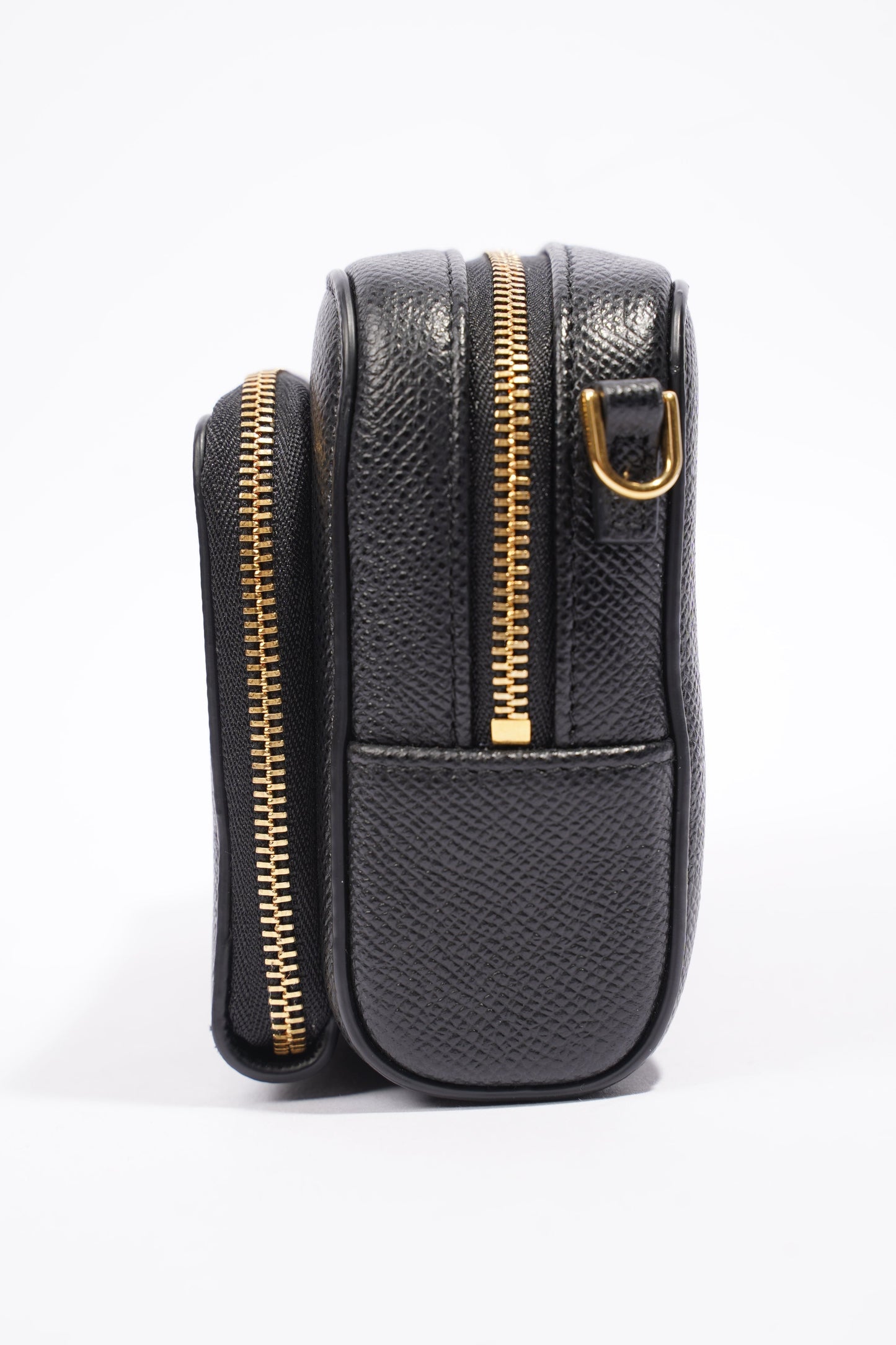 Christian Dior Caro Double Zipped Pouch Black Leather