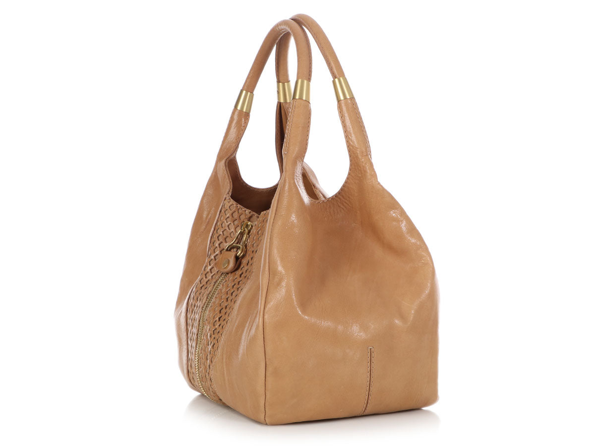 Jimmy Choo Beige Mandah Expandable Hobo