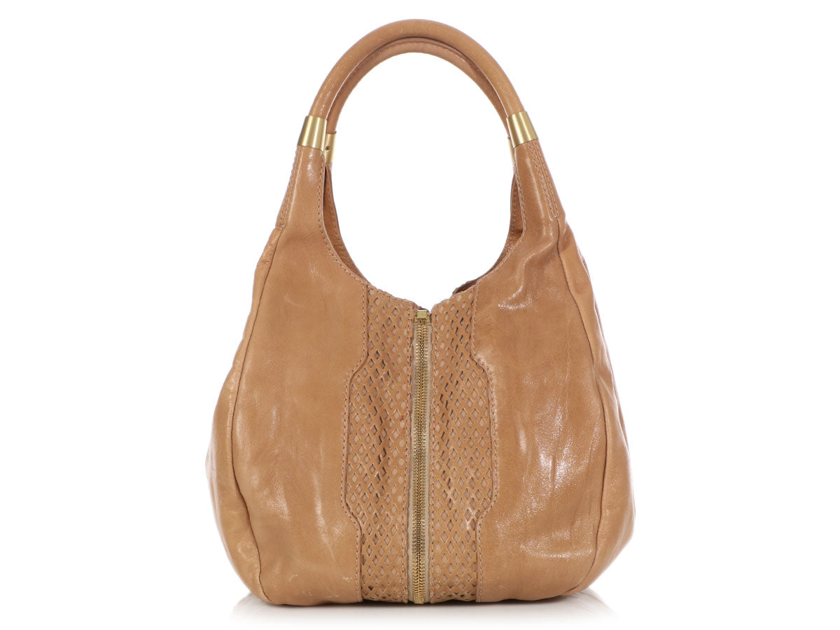 Jimmy Choo Beige Mandah Expandable Hobo