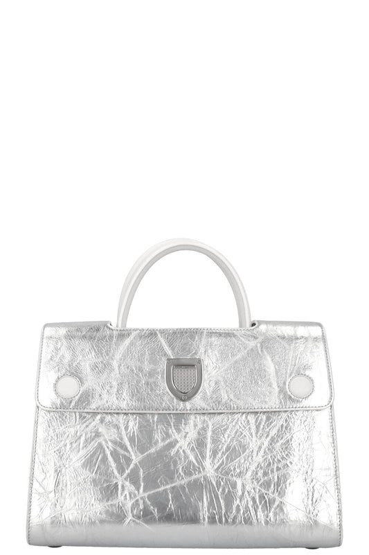 CHRISTIAN DIOR Medium Diorever Tote Leather Silver
