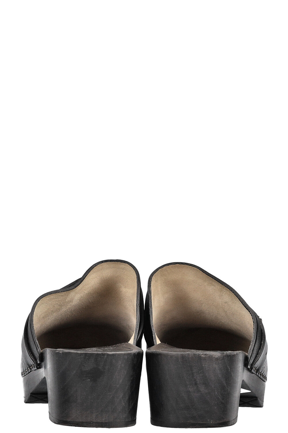 CHANEL Logo Clogs Black