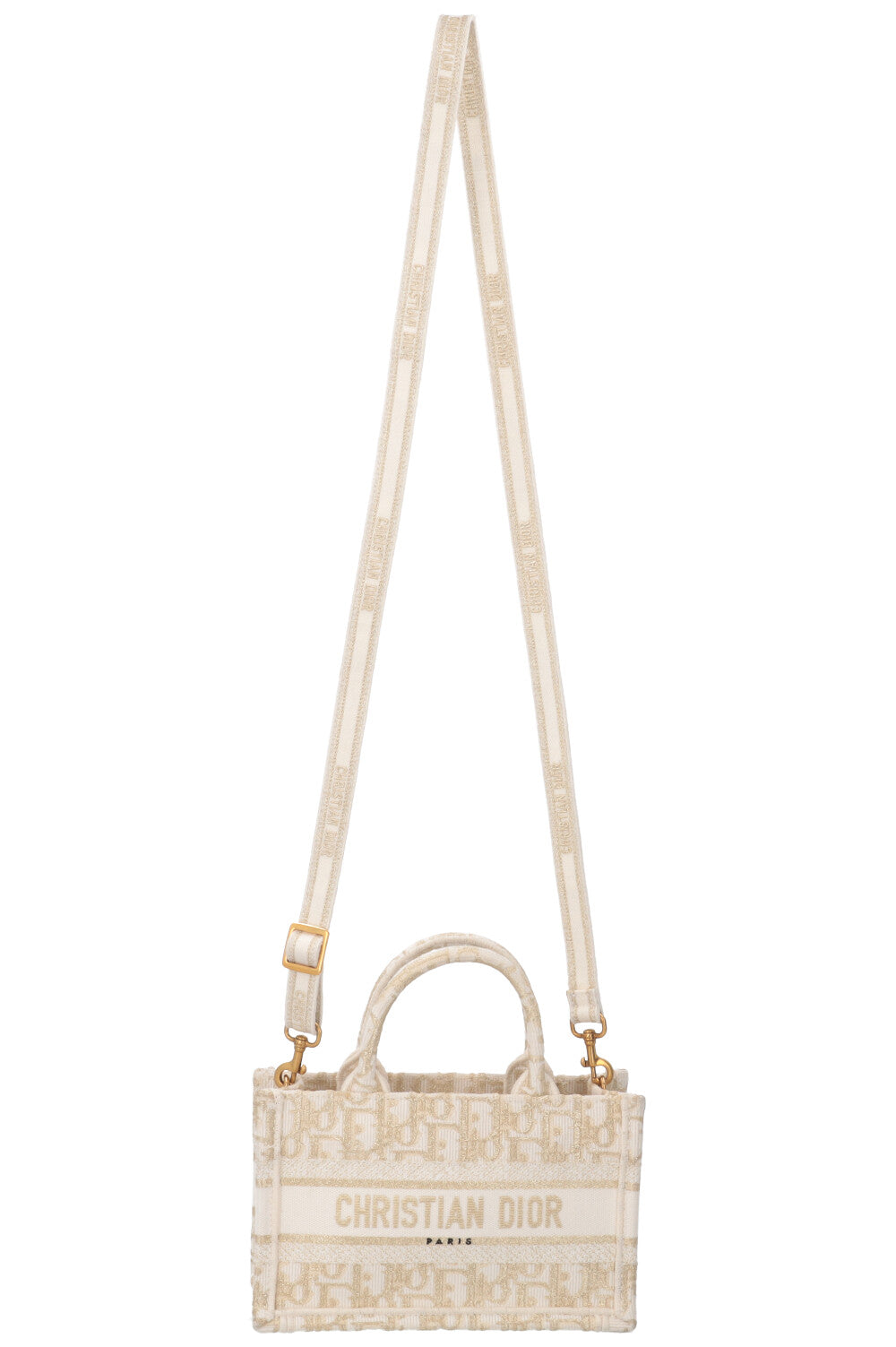 CHRISTIAN DIOR Mini Tote Bag Oblique Ivory Gold