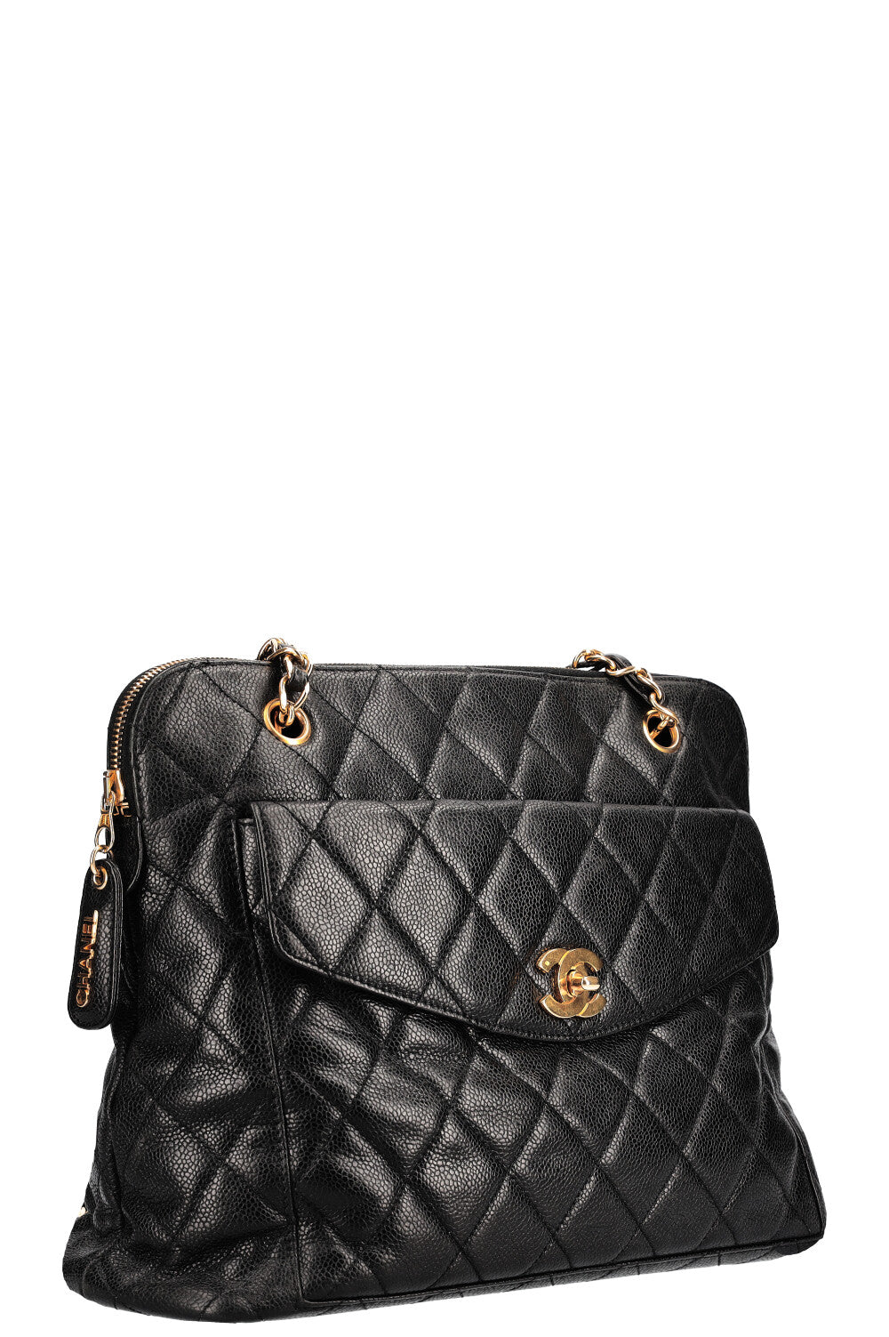 CHANEL Vintage Front Pocket Bag Caviar Black