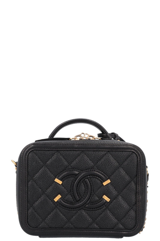 CHANEL Small Filigree Crossbody Bag Caviar Black