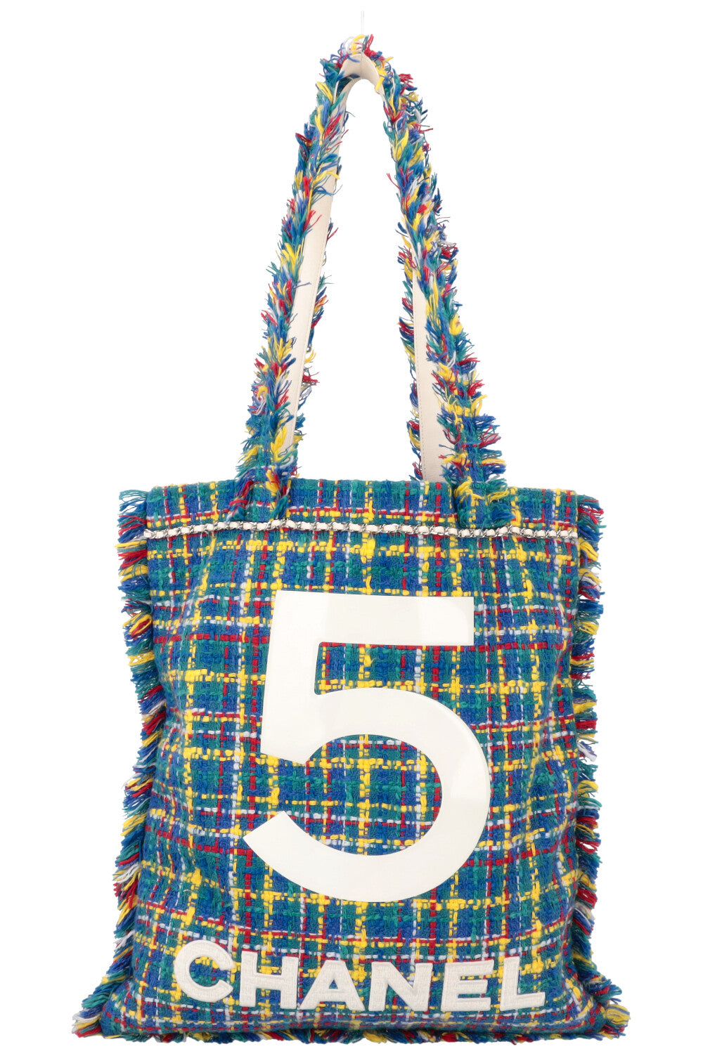 CHANEL Tweed No 5 Tote Bag Blue