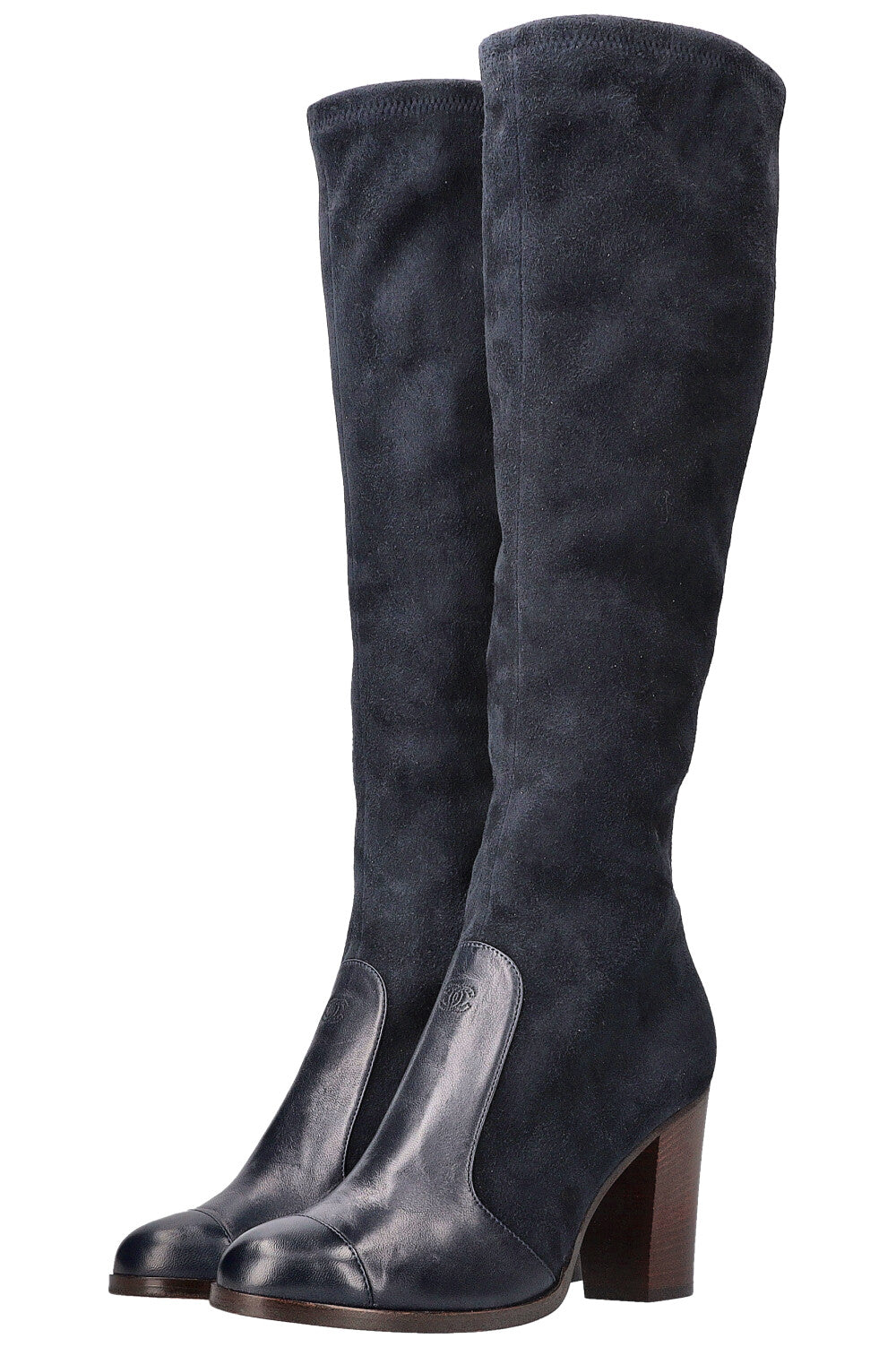 CHANEL CC Boots Suede Navy