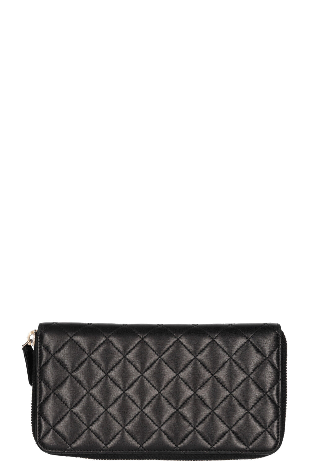 CHANEL CC Zip Around Wallet Matelasse Black