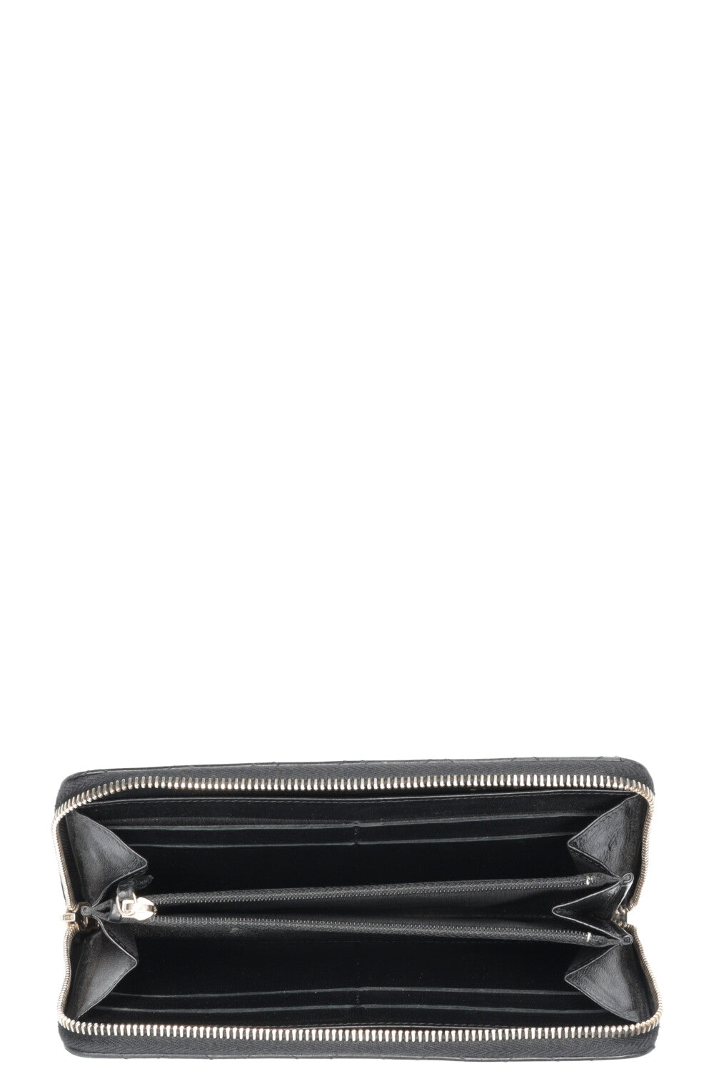 CHANEL CC Zip Around Wallet Matelasse Black