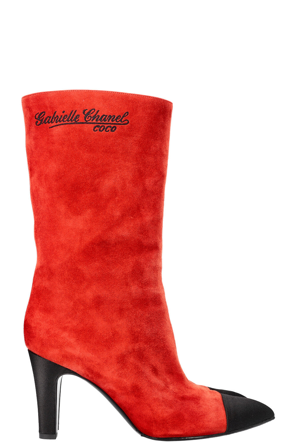 CHANEL Gabrielle Ankle Boots Suede Red