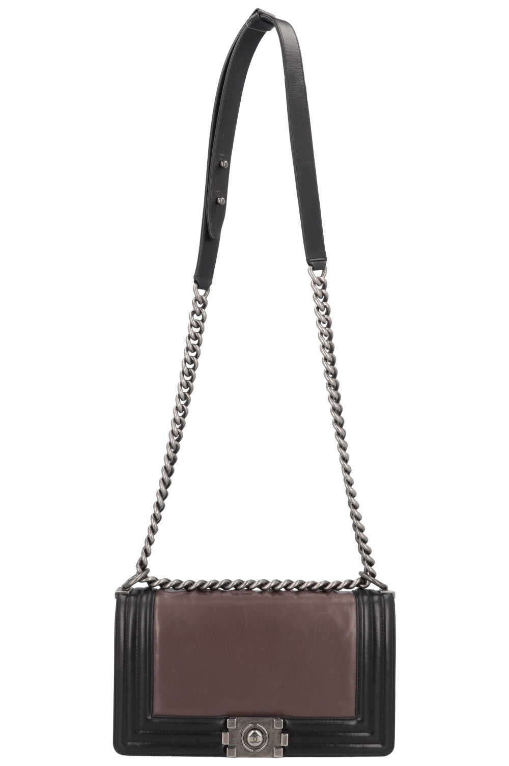 CHANEL 1st Edition Medium Boy Bag Leather Brown Black