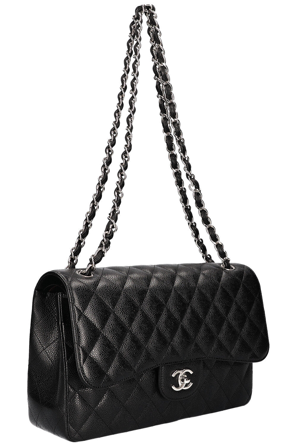 CHANEL Double Flap Bag Large Caviar Black