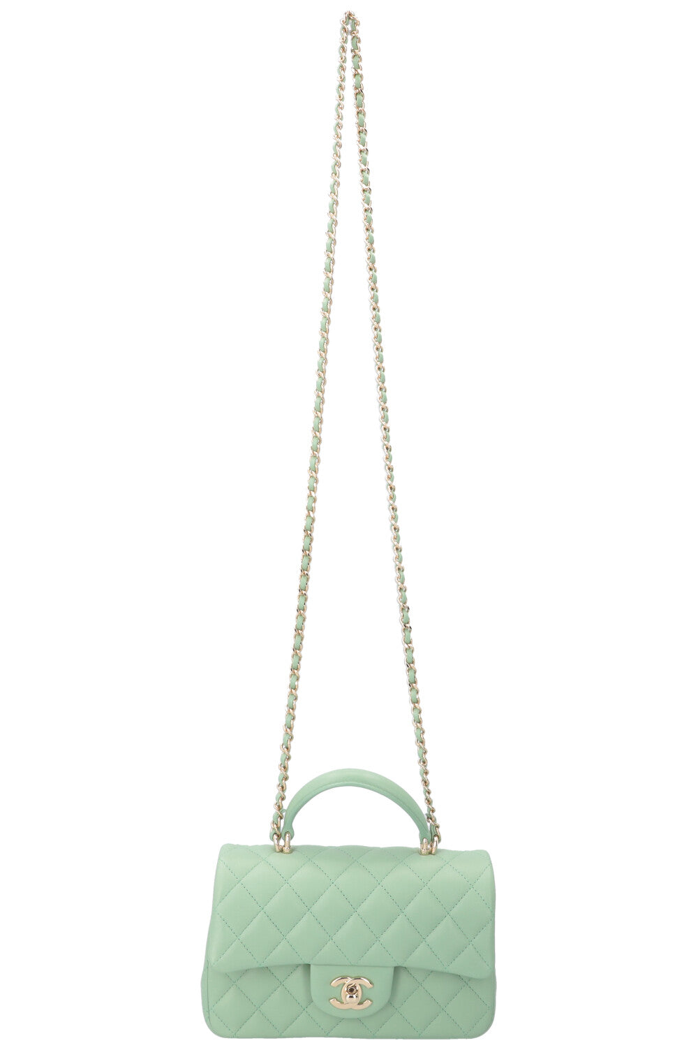 CHANEL Small Classic Flap Top Handle Bag Mint