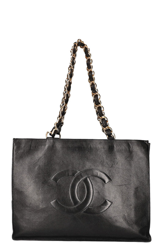 CHANEL Vintage CC Chain Tote Black