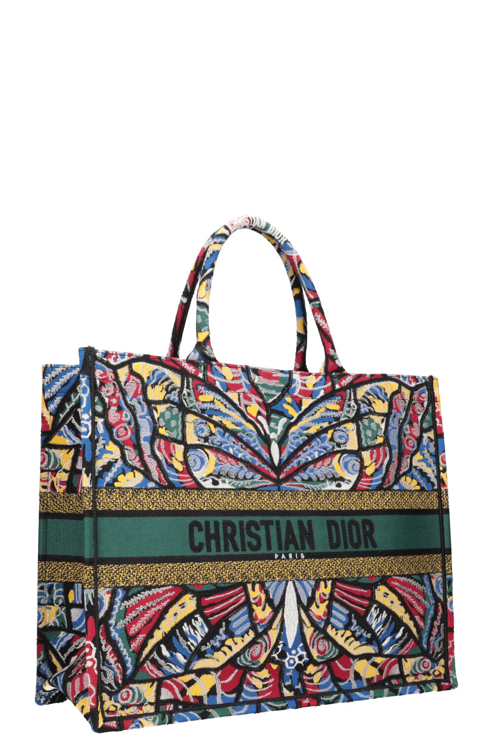 CHRISTIAN DIOR Butterfly Book Tote Large Green Blue