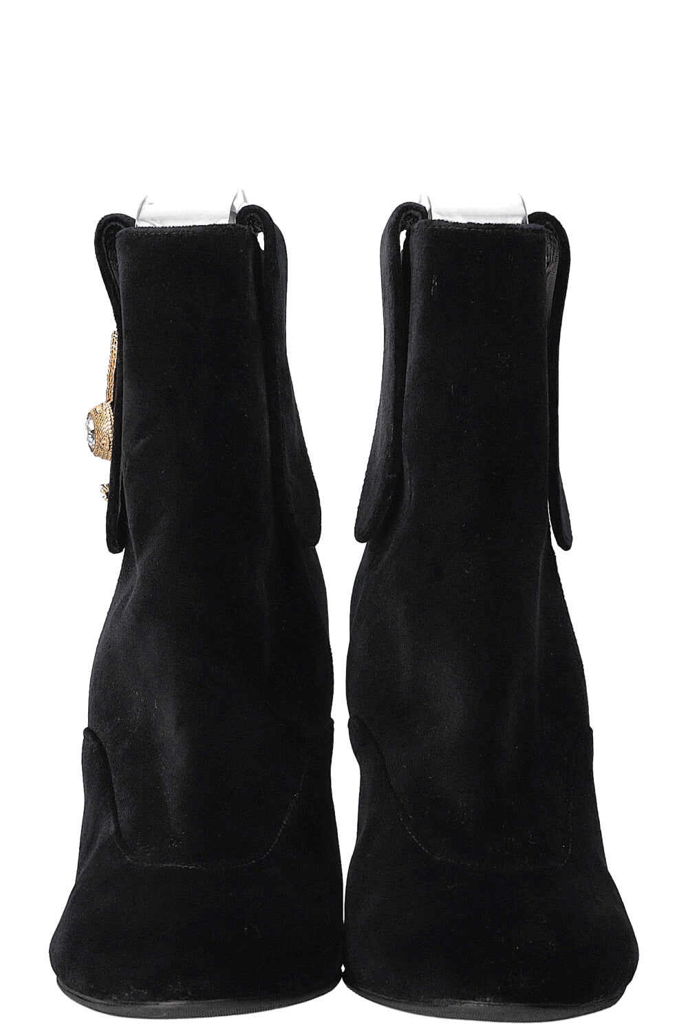 CHANEL Velvet Coin Ankle Boots Black