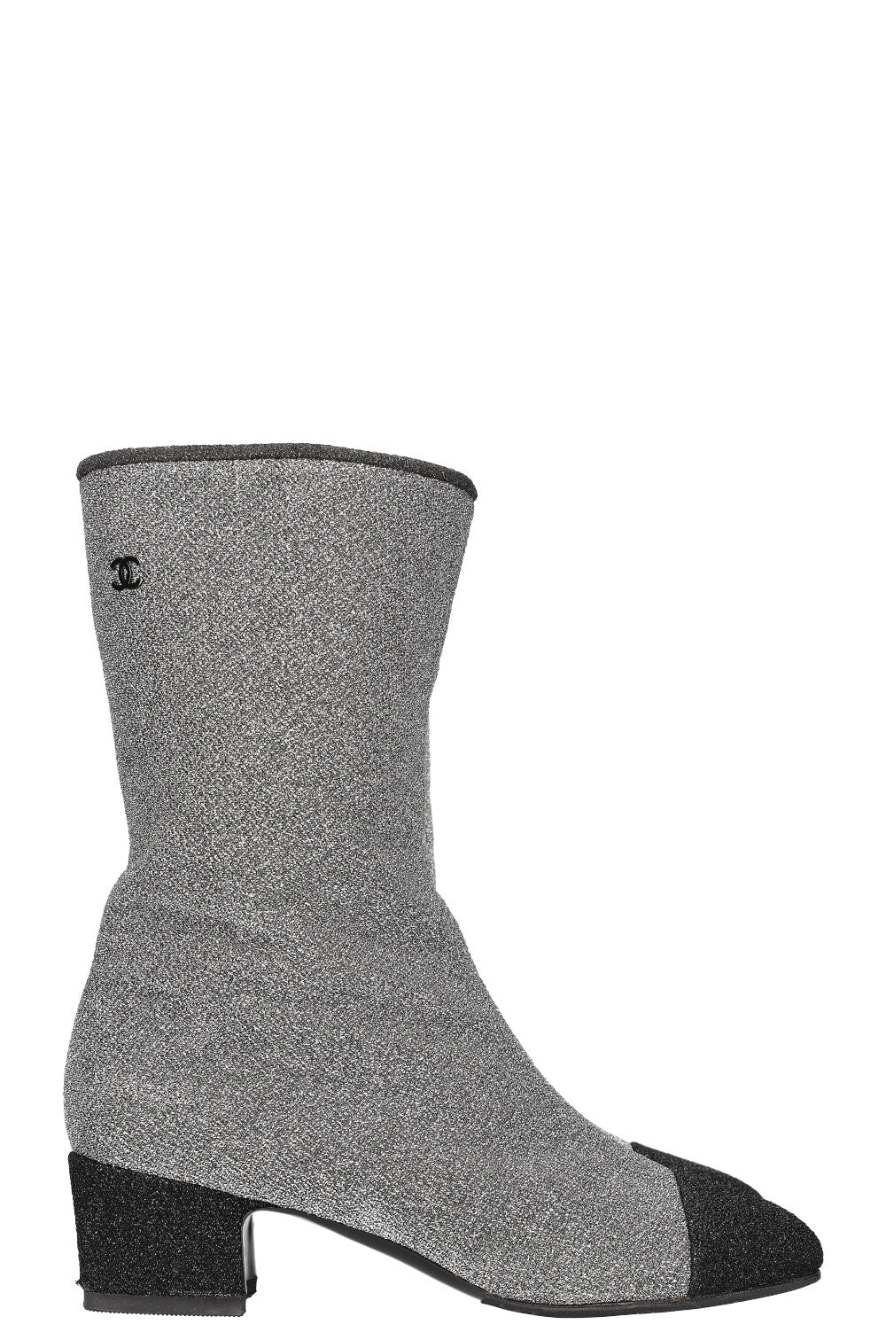 CHANEL Glitter Boots Short Silver FW17